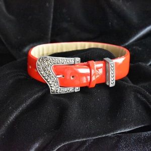 Red Patent Leather with Marcasite  Bracelet